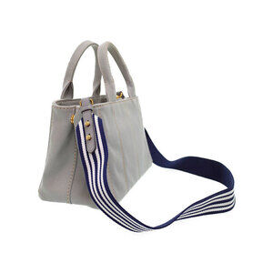 Prada top Canapa Tote Gray handbag handles canvas 2way